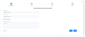 Name and describe the purpose of your custom API 