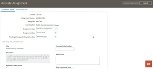 Noncatalog Course Request in Oracle Learning Cloud -- Fig 3.3: Assigning the relevant Course