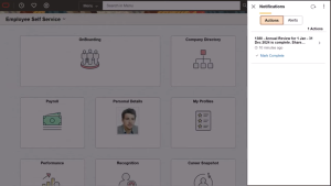 PeopleSoft HCM PUM 52: Real-Time Feedback with Automated Questionnaires -- Fig 1.3 System generating the notification in-app